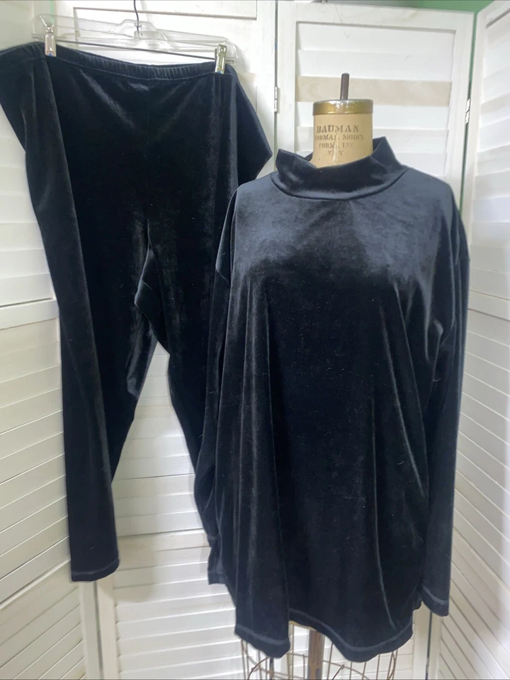 Conjunto de pijama de terciopelo negro Gilligan O'Malley traje túnica pantalones XXXL Foto 1 de 4