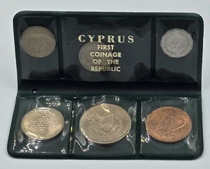 CYPRUS 1963 COMPLETE YEAR SET MILS COINS IN ORIGINAL WALLET CASE - Picture 1 of 2