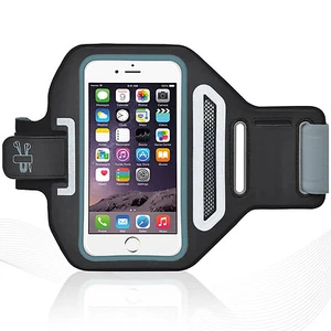 iPhone 6/6S Plus 5.5" Black Lycra Armband Running Reflective CreditCard Holder - Picture 1 of 6