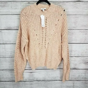 Topshop 12 Crew neck Pullover Sweater Open knit Pink Long sleeve Casual NEW $68 - Picture 1 of 8