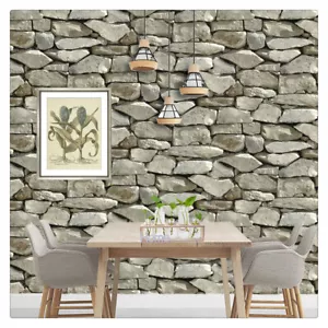 PVC Retro Stone Wallpaper (Uncoated) Gray Textured Wall Decor 10m - Picture 1 of 12