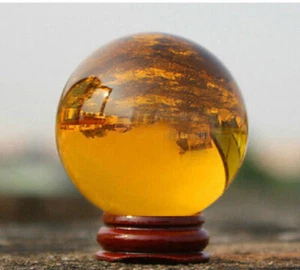 Natural Citrine Calcite Quartz Crystal Sphere Ball Healing 38-42MM +Stand - Picture 1 of 6