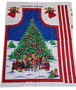 Joan Kessler Concord Fabrics Screen Print Cut &Sew Apron Christmas Caroler Bears - Picture 1 of 8