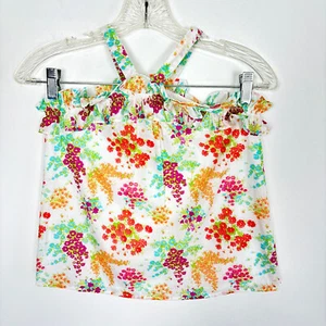 Janie And Jack NWT Top Floral Ruffled Edge Cotton Lined Sleeveless Girls Size 8 - Picture 1 of 9
