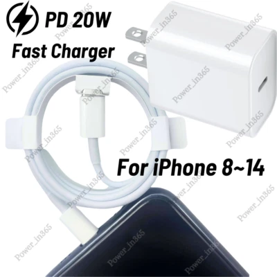  20W USB Type-C Wall Adapter Quick Fast Charger PD Brick & Cord Power For iPhone - Image 1 of 4