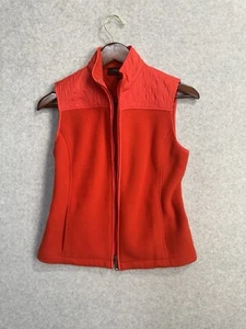 TALBOTS Fleece Vest Jacket Full Zip Red Sleeveless Size P Fitted EUC - Picture 1 of 8