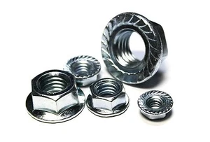 (500) DADI FLANGIA ESAGONALE 1/4"-20 SEGHETTATI - ZINCO - Foto 1 di 1