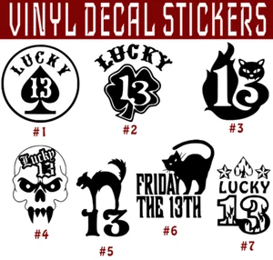Lucky 13 Vinyl Decal Sticker Car Wall Window Laptop Animal Cat Friday - Picture 1 of 10