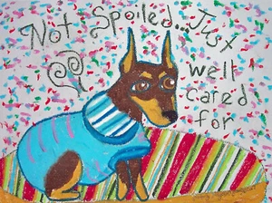 Miniature Pinscher Spoiled Min Pin Dog Vintage Style Art Print 4 x 6 by KSams - Picture 1 of 1