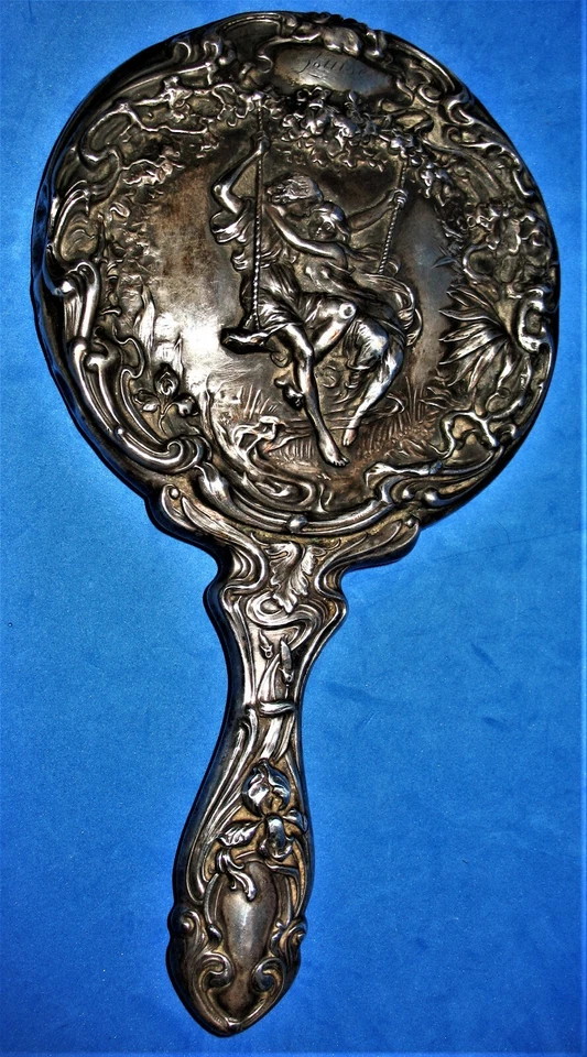 Espejo de mano antiguo victoriano marcado Foster & Bailey Sterling # 2028 Foto 1 de 4