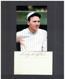 Freddie Lindstrom New York Giants Signed Index Card With Photo W/Our COA