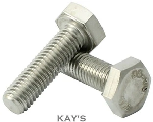 HEXAGON HEAD SET SCREWS A4 STAINLESS STEEL FULLY THREADED BOLTS M4 M5 M6 M8 M10 - Picture 1 of 2