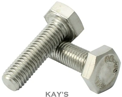 M4 M5 M6 M8 M10 SET SCREWS FULLY THREADED HEXAGON HEAD BOLTS A4 STAINLESS STEEL - Image 1 of 4
