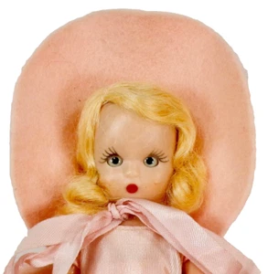 Nancy Ann Storybook Puppe hübsches Dienstmädchen #160 Hartplastik rosa Kleid & Hut - Bild 1 von 7