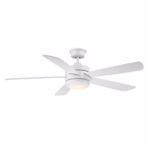 Hampton Bay Averly 52 in. LED Matte White Ceiling Fan w/ Light + Remote Control