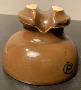 Brown Ceramic Insulator White Top Vintage - Picture 1 of 7