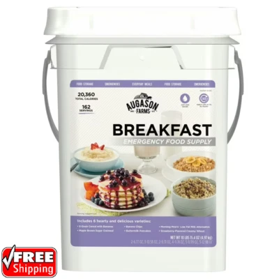 AUGASON FARMS Breakfast Emergency Food Supply 4 Gal Pail 162 Servings Survival Storage Bucket