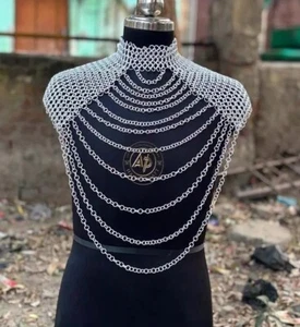 Collar de cota de malla medieval ajustable al hombro cadena de cota de malla en capas - Imagen 1 de 7