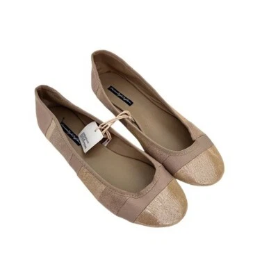 NWT New American Eagle Outfitters Fabric Beige Ballet Flats Glossy Toe 9 - Image 1 of 4