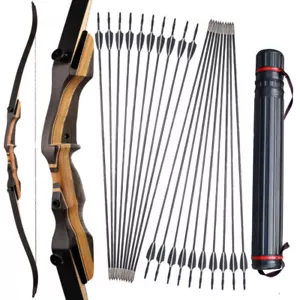 25-50lb 57" Tiro con Arco Arco Recurvo 12x Juego de Flechas Tiro Caza Kit para Mano Derecha - Imagen 1 de 15