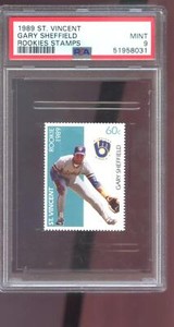 1989 St. Vincent Rookies Stamp Gary Sheffield ROOKIE PSA 9 Graded Baseball Card