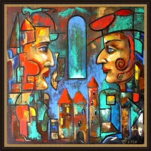 ORIGINAL ÖLGEMÄLDE Leinwand ZEITGENÖSSISCH Abstrakt KUNST von PRONKIN 2020 SUB ROSA - Bild 1 von 9