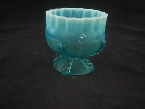 Vintage Northwood Knopfleiste blau opaleszierend gequetscht Oberseite Glas Süßigkeitenschale - Bild 1 von 8