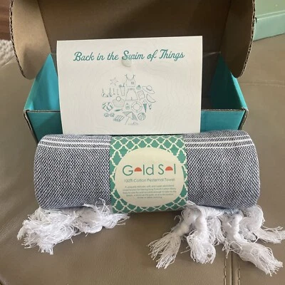 Toalla turca PESTEMAL 100 % algodón dorado Sol, playa, baño nueva en caja Foto 1 de 4