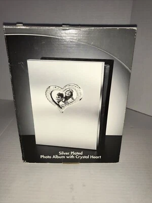 NEW Godinger Silver Art Co Silver Plated Photo Album W/ Crystal Heart NOS - Image 1 of 4