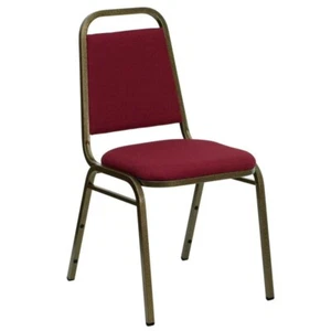 Trapezoidal Back Stacking Banquet Chair with Burgundy Fabric & Gold Vein Frame - Picture 1 of 9