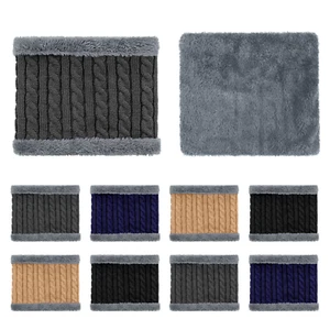 Calentador de cuello forrado de piel tejido con cable cómodo para clima frío acogedor de 2 piezas para mujer - Imagen 1 de 15