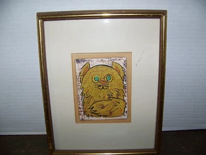 GATTINO OPACO CAT Linocut Al Robi incorniciato 71/100 firmato anni '60 raro - Foto 1 di 21