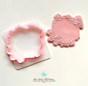 Cornice Floreale A Rilievo Farfalle Fiori Formine Biscotti Mod. 8x8cm Circa - Picture 1 of 1