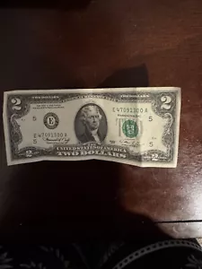 1976 2 dollar bill Low Serial # E47091300A RARE Low Seriel Number Sequence - Picture 1 of 2