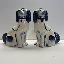 Pair of Antique Staffordshire Dogs   9.75" Tall Wally Dug Dog