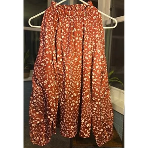 Verdusa Floral Blouse Ruffle Neck Long Sleeve Peasant Top Boho Chic Style - Picture 1 of 10