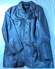 "Offset" label dark brown leather 1960's Mod Style midi length men's coat