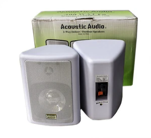 Lot of two Acoustic Audio 151W Indoor/Outdoor 2 Way Speakers 300 Watt White - Picture 1 of 1