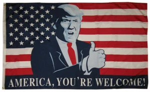 AMERICA YOU'RE WELCOME USA FLAG PRESIDENT DONALD J. TRUMP OFFICIAL 3X5 THANK YOU - Picture 1 of 3