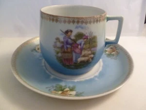 ANTIGUO VASO Y PLATILLO DE PORCELANA SOVIÉTICO RUSO ANTIGUO VINTAGE - Imagen 1 de 18