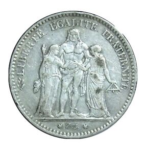 1875 FRANCE  - 5 FRANCS SILVER COIN - HERCULES - CROWN SIZE # 0372