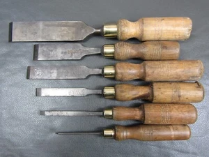 Graduated set of firmer chisels vintage old tools by Sorby Ward Etc - Picture 1 of 7