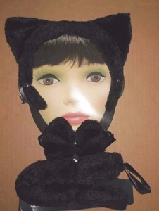LOT OF 6 sets Black Kitty CAT pkt Ears Headband bowtie Fuzzy Tail onesize - Picture 1 of 3