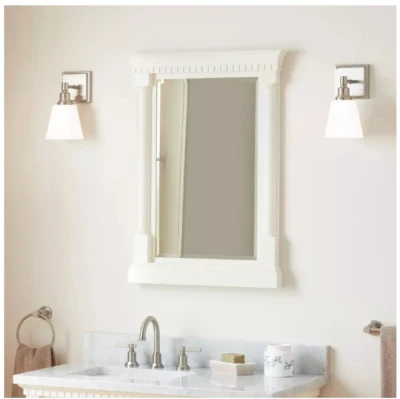 Signature Hardware Bathroom Mirror 24 x27 1/4x3” Claudia white brand new - Image 1 of 4