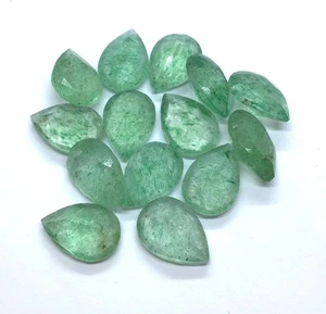 AAA Loose Gemstone Natural Green Strawberry Quartz Pear Cut For Assorted Jewelry - Picture 1 of 8