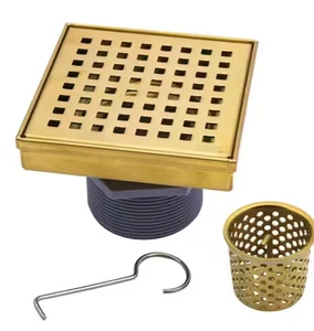 Oatey Designline 4 pulgadas x 4 pulgadas. Drenaje de ducha cuadrado de acero inoxidable dorado cepillado - Imagen 1 de 3
