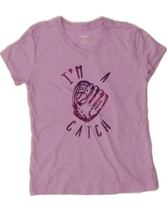 REEBOK Girls Graphic T-Shirt Top 10-11 Years Medium Purple Polyester CR66 - Picture 1 of 3