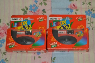 2 x Vintage AGFA LEBOX go Vista 400 Film Disposble Cameras - Image 1 of 4