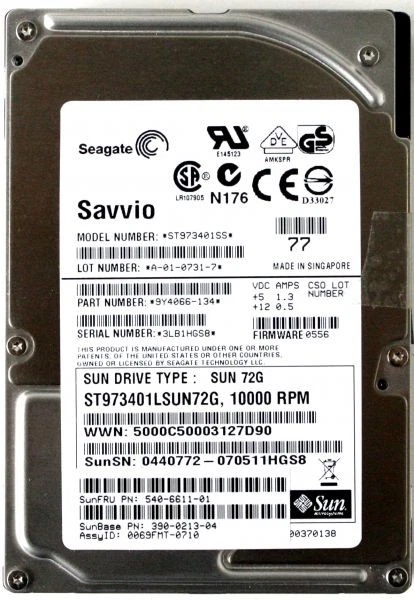 73gb 10k hdd,9y4066-134,390-0313-04,fw:0556,st973401lsun72g,2.5" - Image 1 of 1