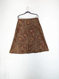VINTAGE KARIN STEVENS WOMENS MIDI/SKIRT BROWN PAISLEY 32" WAIST BACK ZIP SIZE 10 - Picture 1 of 5